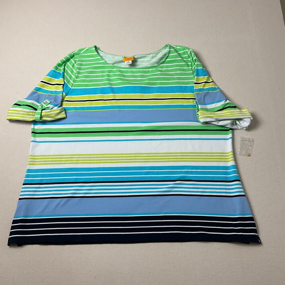 Ruby Rd Multicolor Striped Short Sleeve Top Womens 3X New